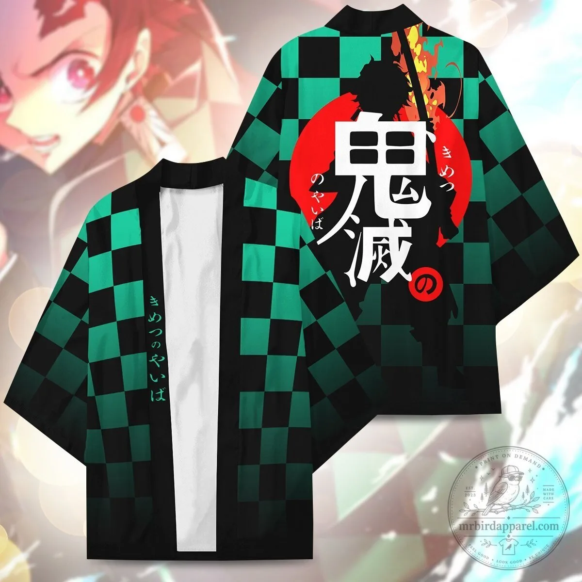 Demon Slayer Kimetsu No Yaiba Tanjiro Kamado Green Checkered Anime Kimono Jacket 13 Demon Slayer Kimetsu No Yaiba Tanjiro Kamado Green Checkered Anime Kimono Jacket