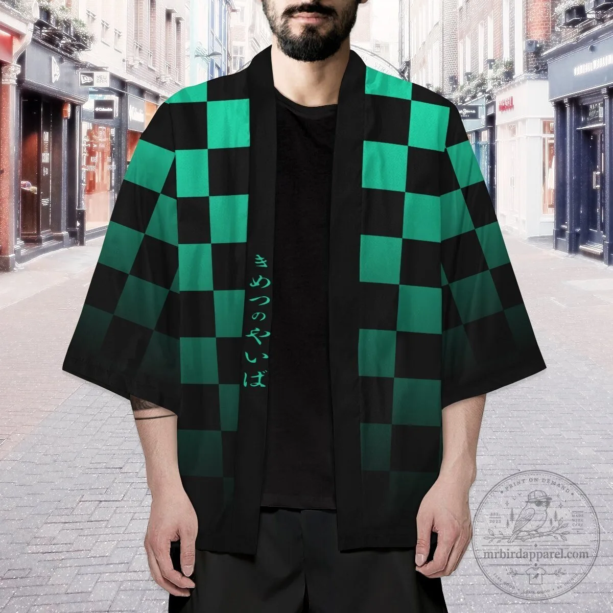 Demon Slayer Kimetsu No Yaiba Tanjiro Kamado Green Checkered Anime Kimono Jacket 18 Demon Slayer Kimetsu No Yaiba Tanjiro Kamado Green Checkered Anime Kimono Jacket