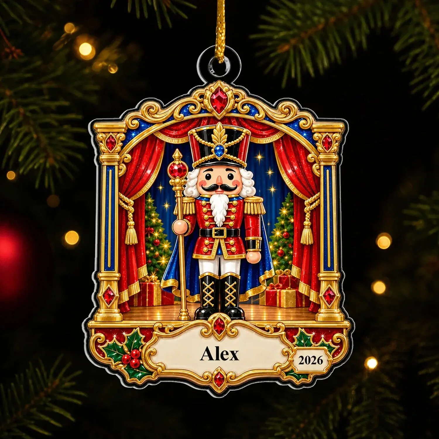 Personalized Nutcracker Stage Archway Christmas Tree Ornament