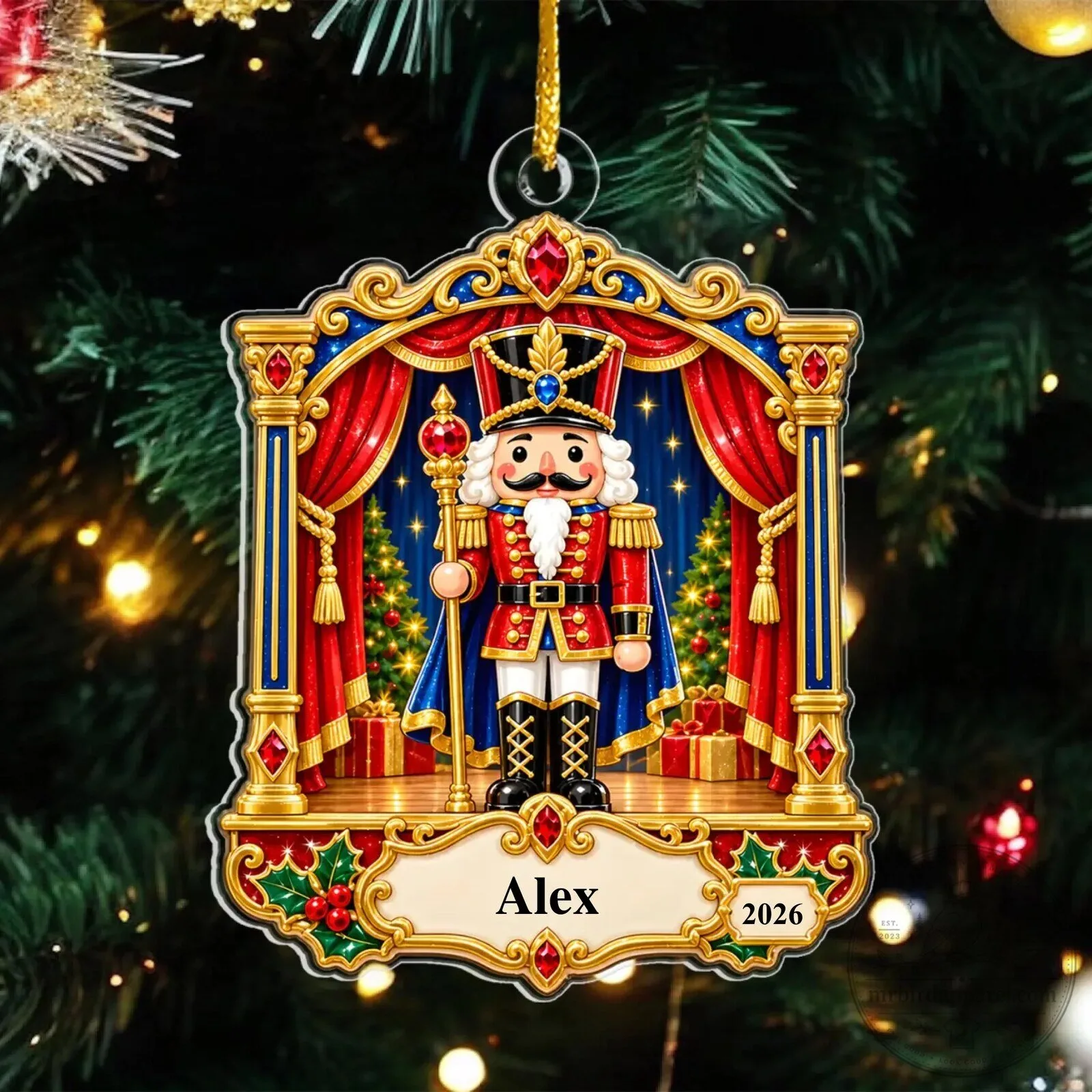 Personalized Nutcracker Stage Archway Christmas Tree Ornament 18 Personalized Nutcracker Stage Archway Christmas Tree Ornament