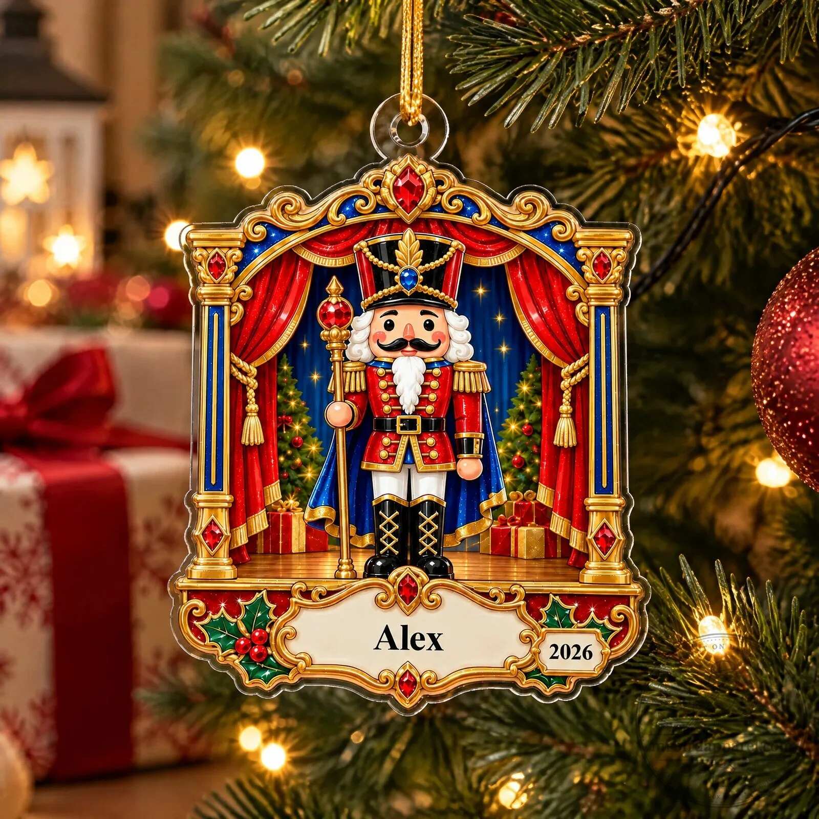 Personalized Nutcracker Stage Archway Christmas Tree Ornament 22 Personalized Nutcracker Stage Archway Christmas Tree Ornament
