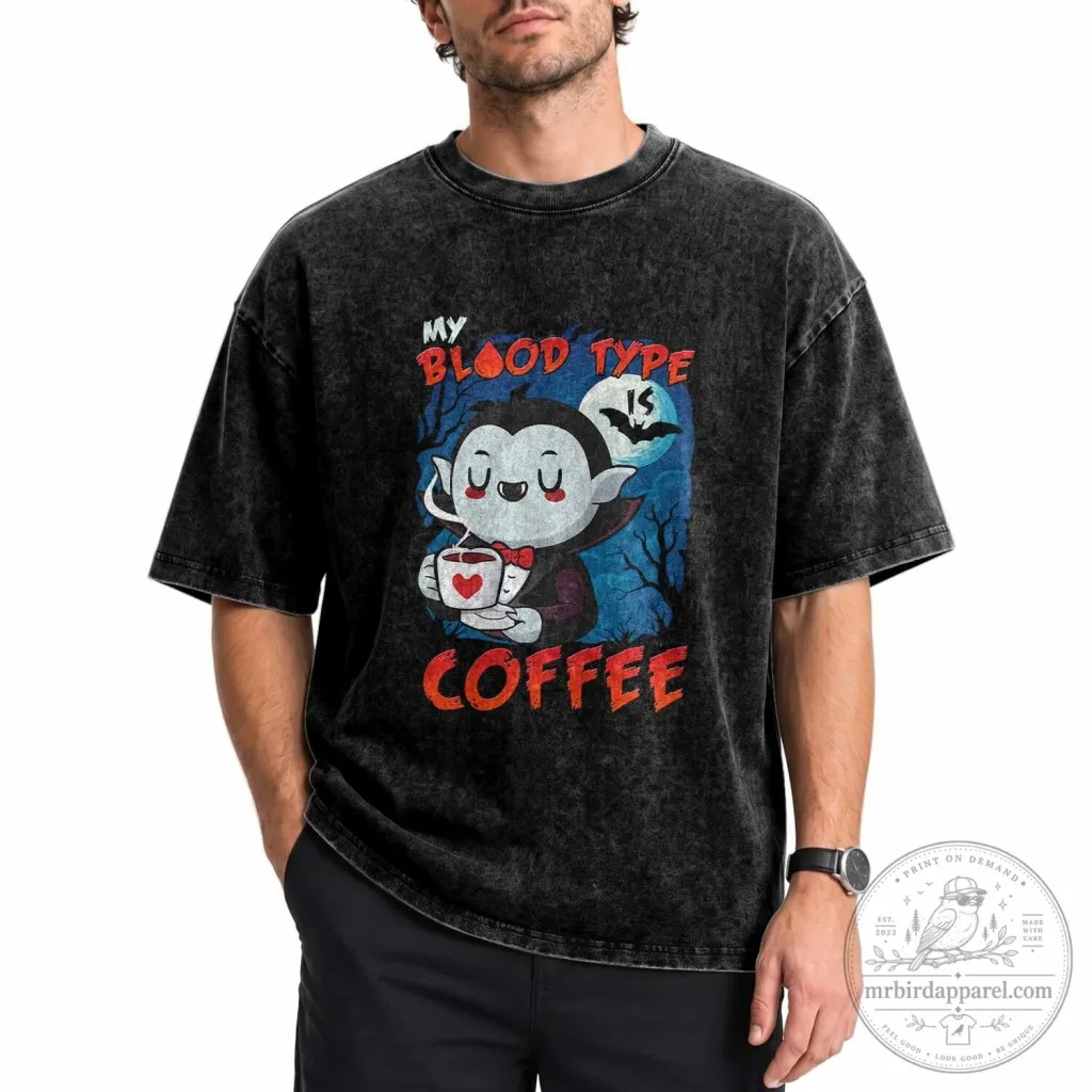 My Blood Type Is Coffee Vampire Halloween T-Shirt My Blood Type Is Coffee Vampire Halloween T-Shirt