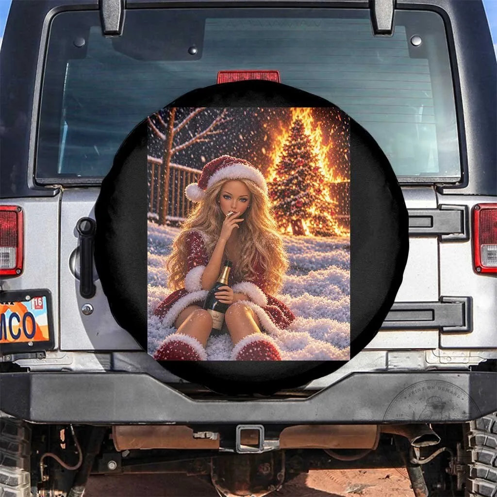 Funny Christmas Tree Burning Doll Meme Holiday Spare Tire Cover