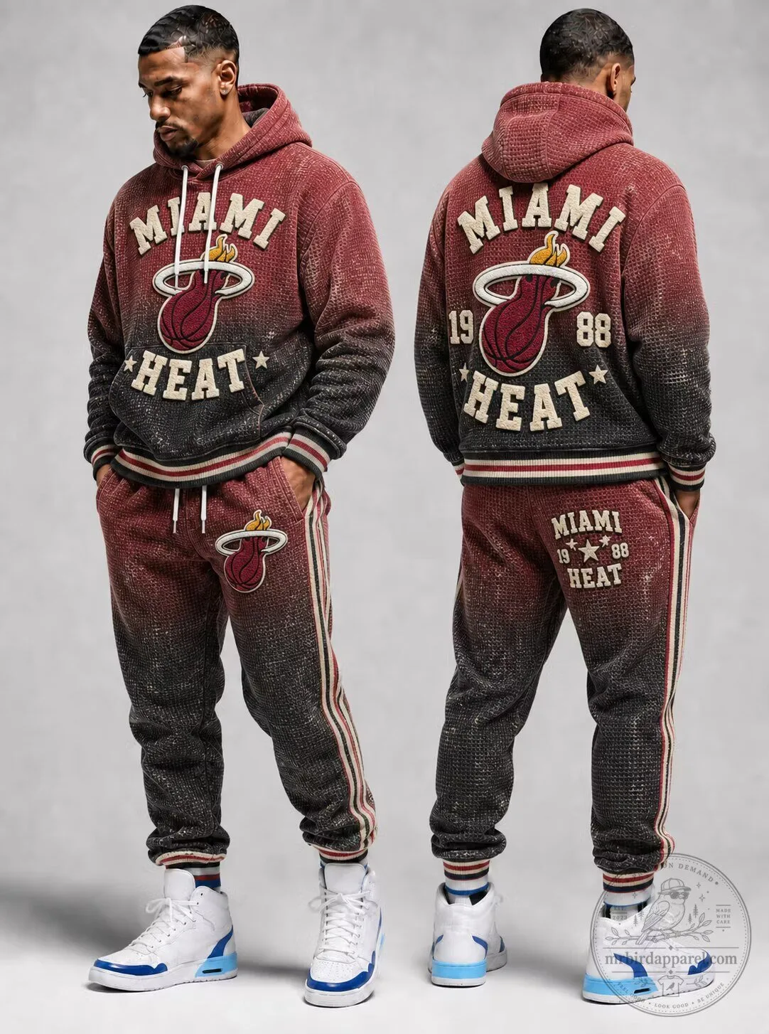 Miami Heat Basketball Team Vintage Distressed Ombre Hoodie Sweatshirt