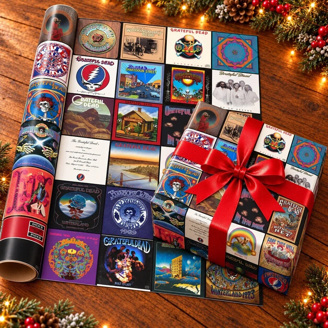 Grateful Dead Album Covers Psychedelic Rock Band Gift Wrapping Paper
