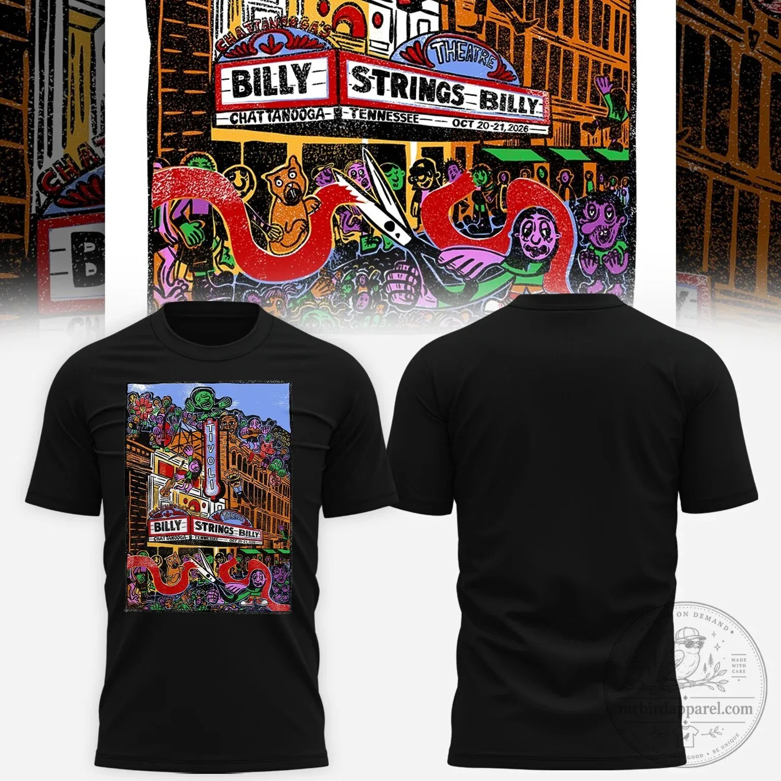 Billy Strings Chattanooga Tennessee Tivoli Theatre Concert Event Poster T-Shirt 1 Billy Strings Chattanooga Tennessee Tivoli Theatre Concert Event Poster T-Shirt