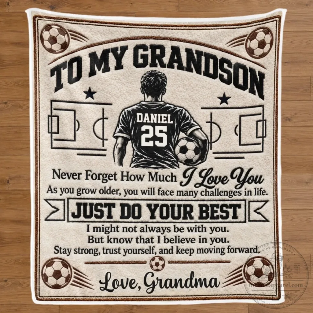 Personalized Soccer Grandson Blanket from Grandma - Just Do Your Best Personalized Soccer Grandson Blanket from Grandma - Just Do Your Best
