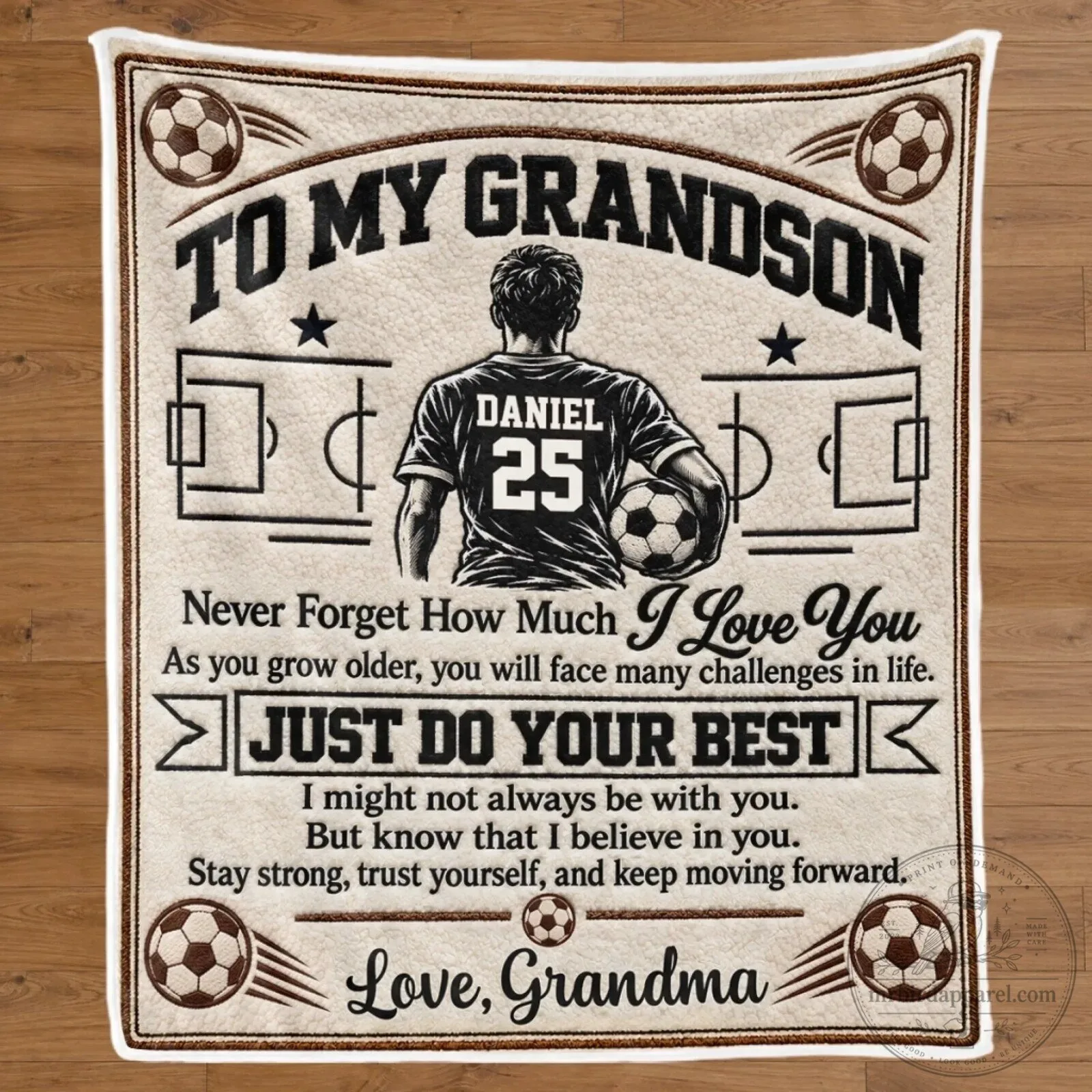 Personalized Soccer Grandson Blanket from Grandma - Just Do Your Best