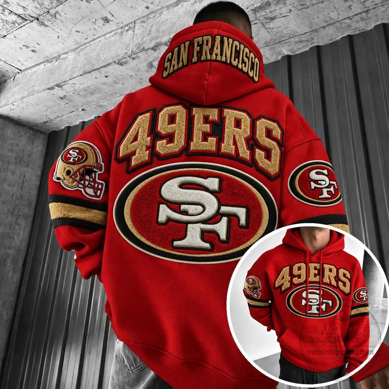 San Francisco 49ers NFL Football Team Red Gold Logo Pullover Hoodie