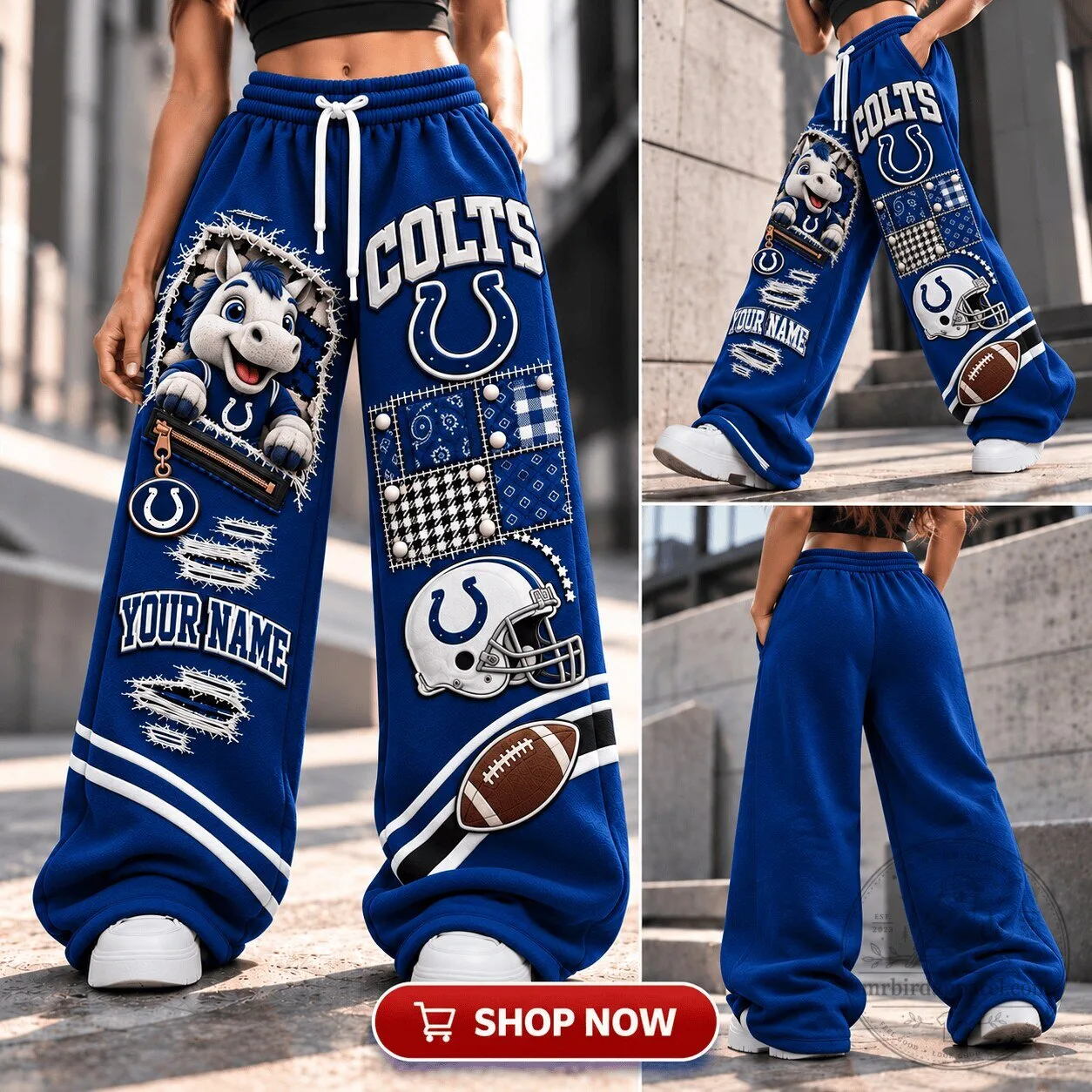 Indianapolis Colts NFL Personalized Wide Leg Sweatpants for Women