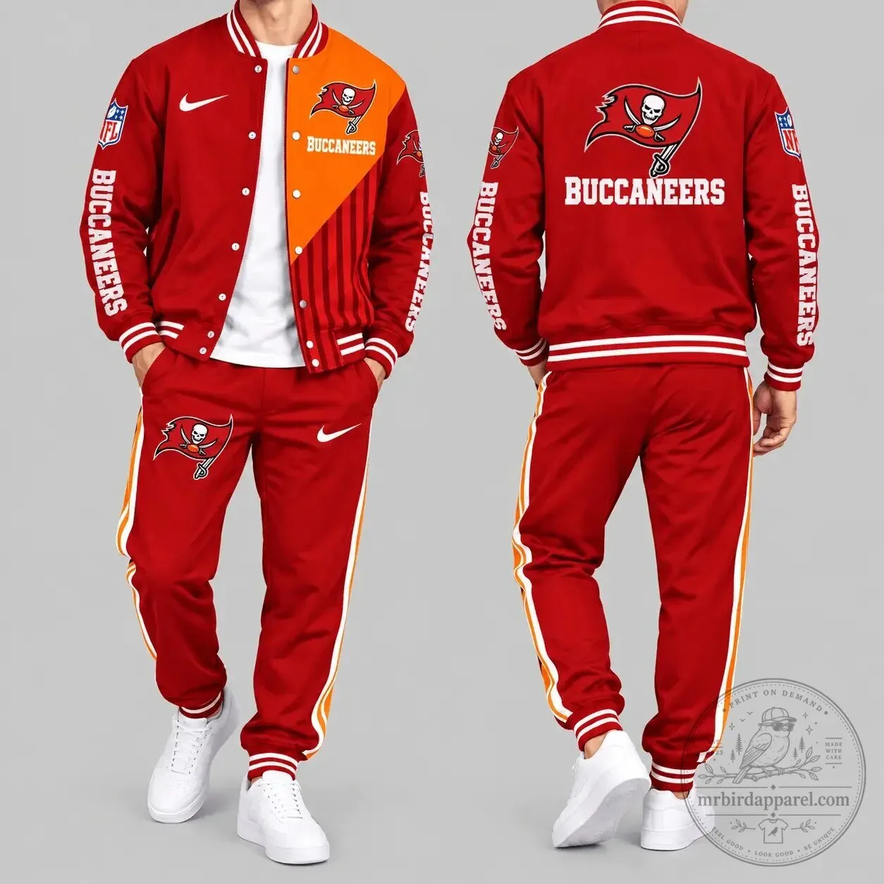Tampa Bay Buccaneers Split Panel Baseball Jacket and Jogger Pants Set