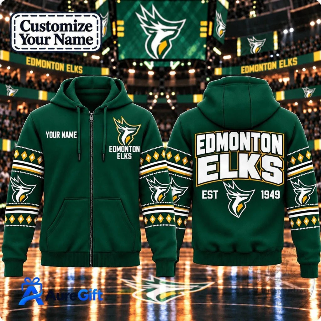 Edmonton Elks Canadian Football League Personalized Full-Zip Hoodie Edmonton Elks Canadian Football League Personalized Full-Zip Hoodie