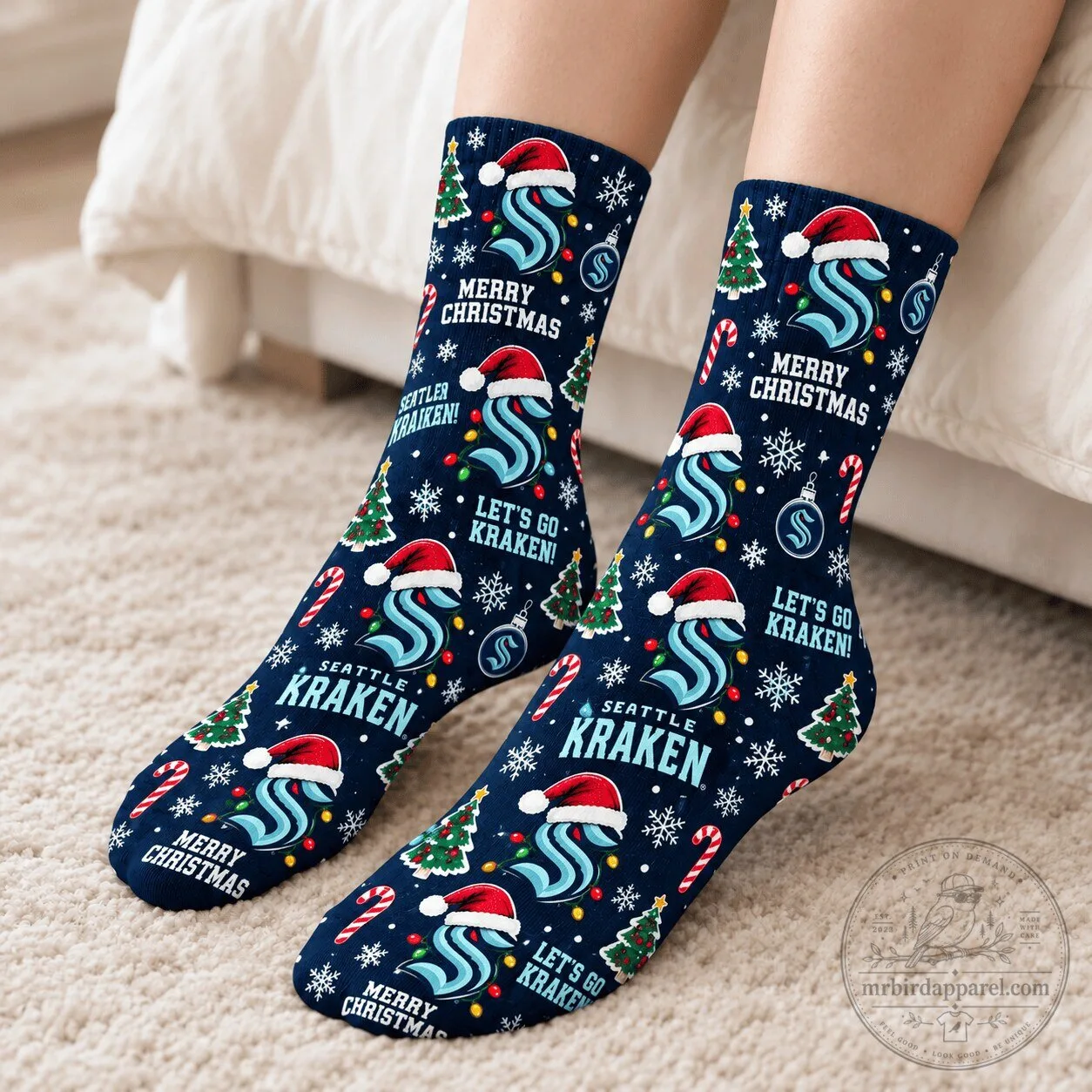 Seattle Kraken National Hockey League Christmas Holiday Socks