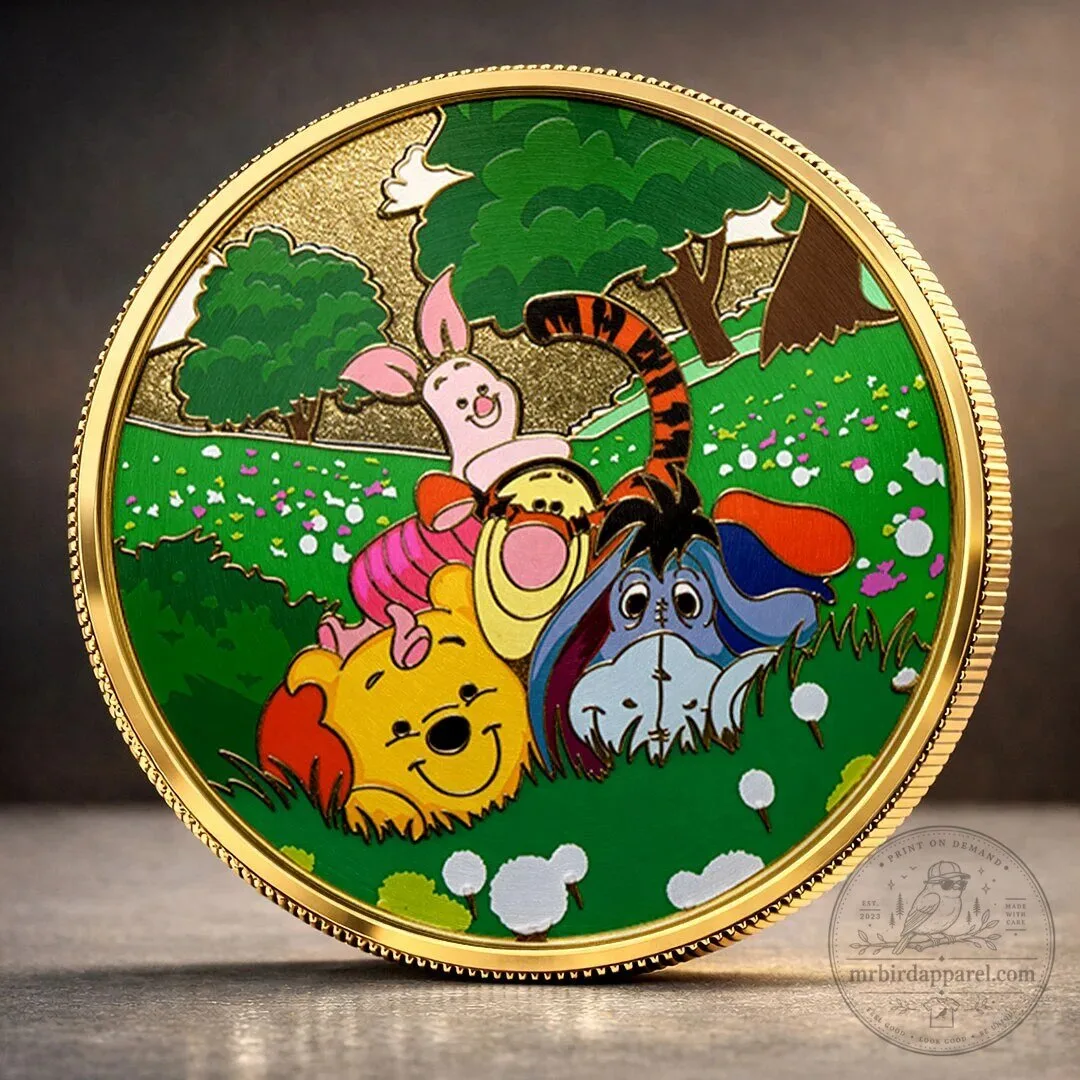 Gold Plated Coin Commemorating Winnie the Pooh and his Friends