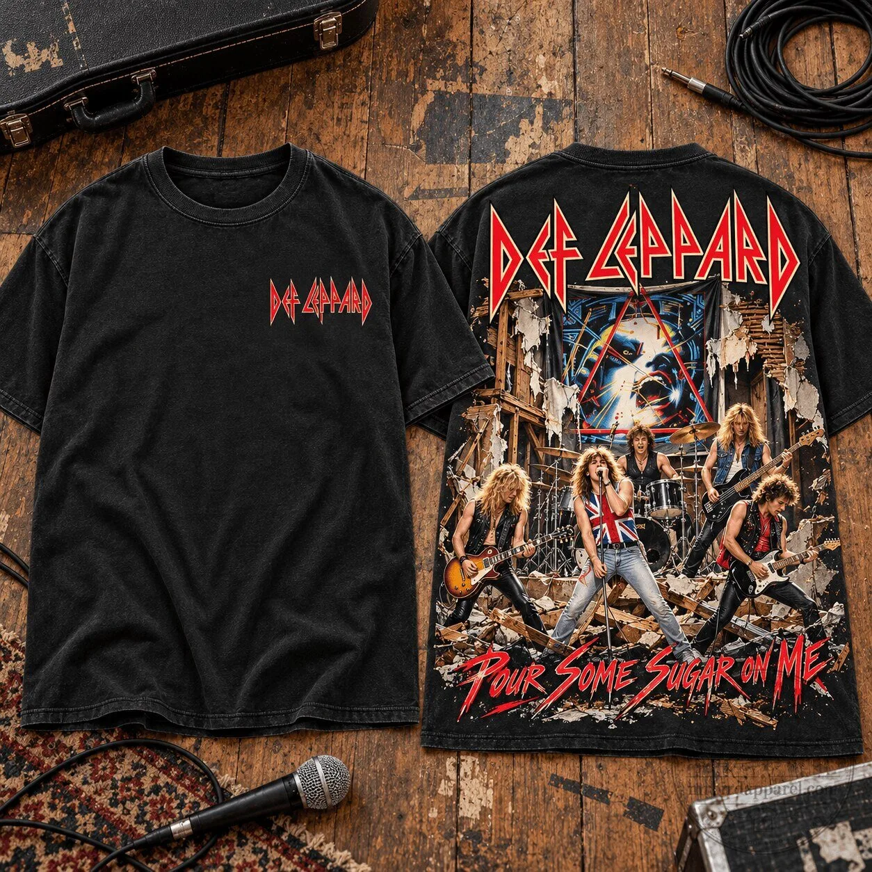 Def Leppard Pour Some Sugar On Me Vintage Concert Graphic T-Shirt