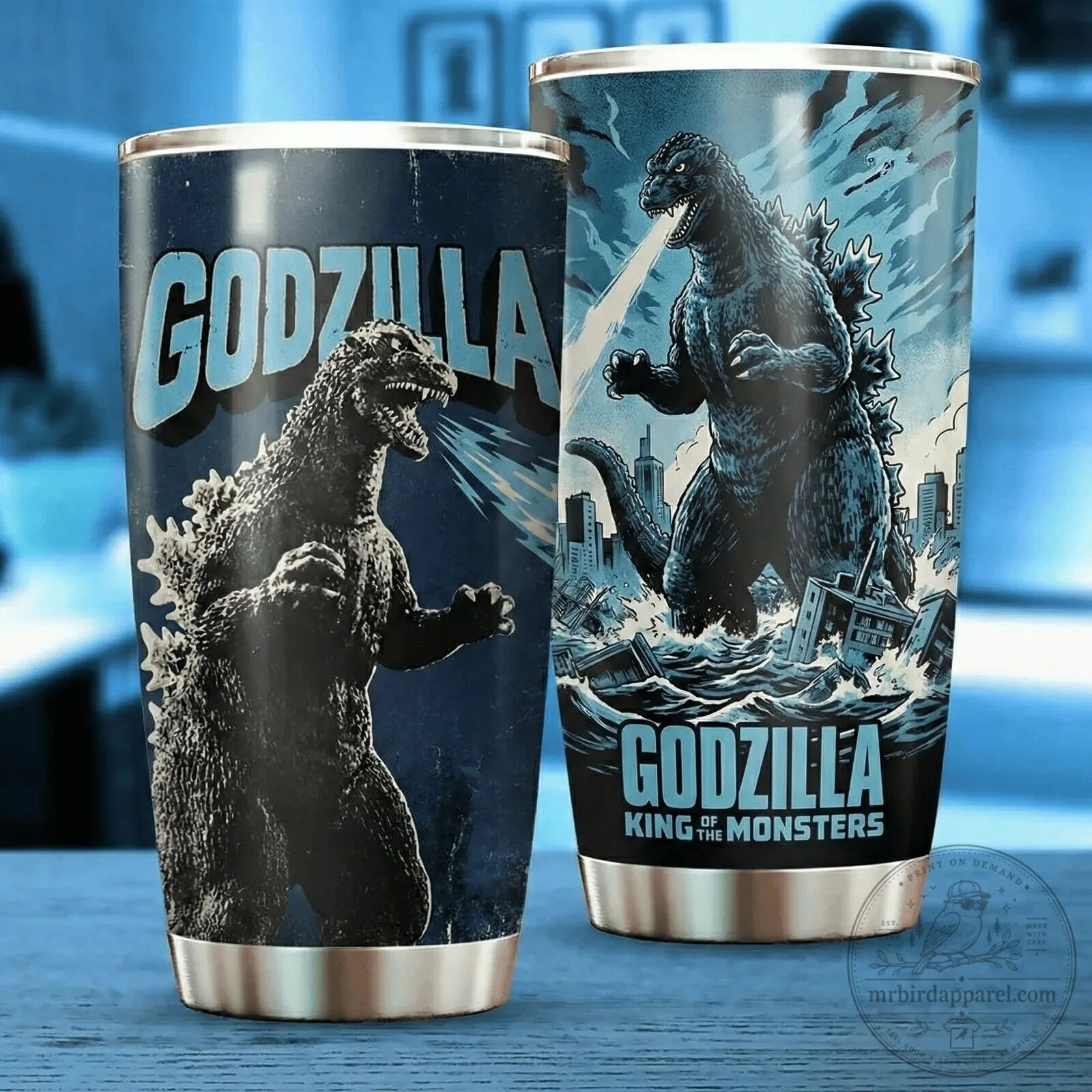 Houston Rockets NBA Basketball Team Personalized Air Low Top Shoes 6 Stainless Steel Tumbler featuring Godzilla King of the Monsters with Atomic Breath Design