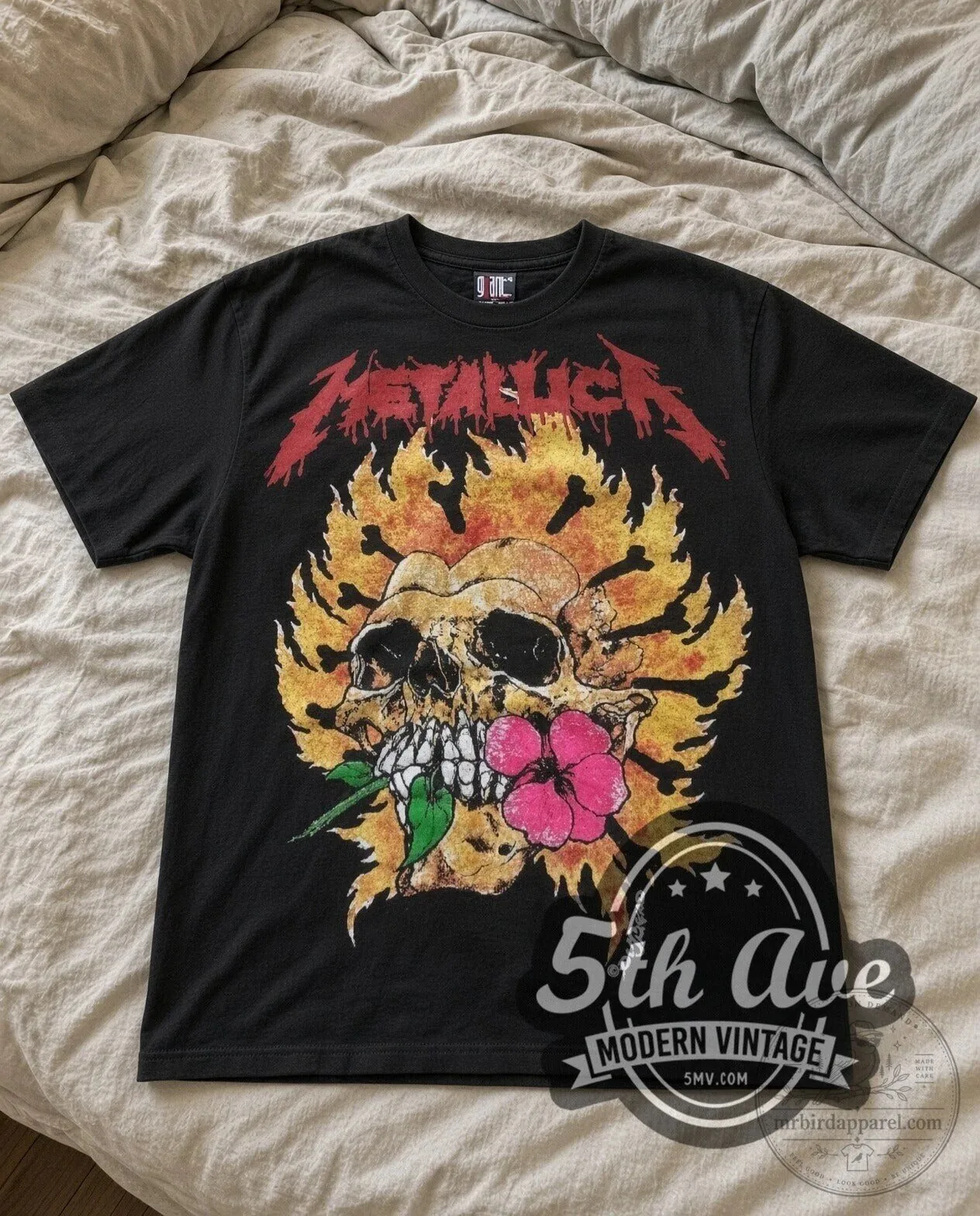 Metallica Flower Skull Vintage Band Music Concert Graphic T-Shirt 8 Metallica Flower Skull Vintage Band Music Concert Graphic T-Shirt