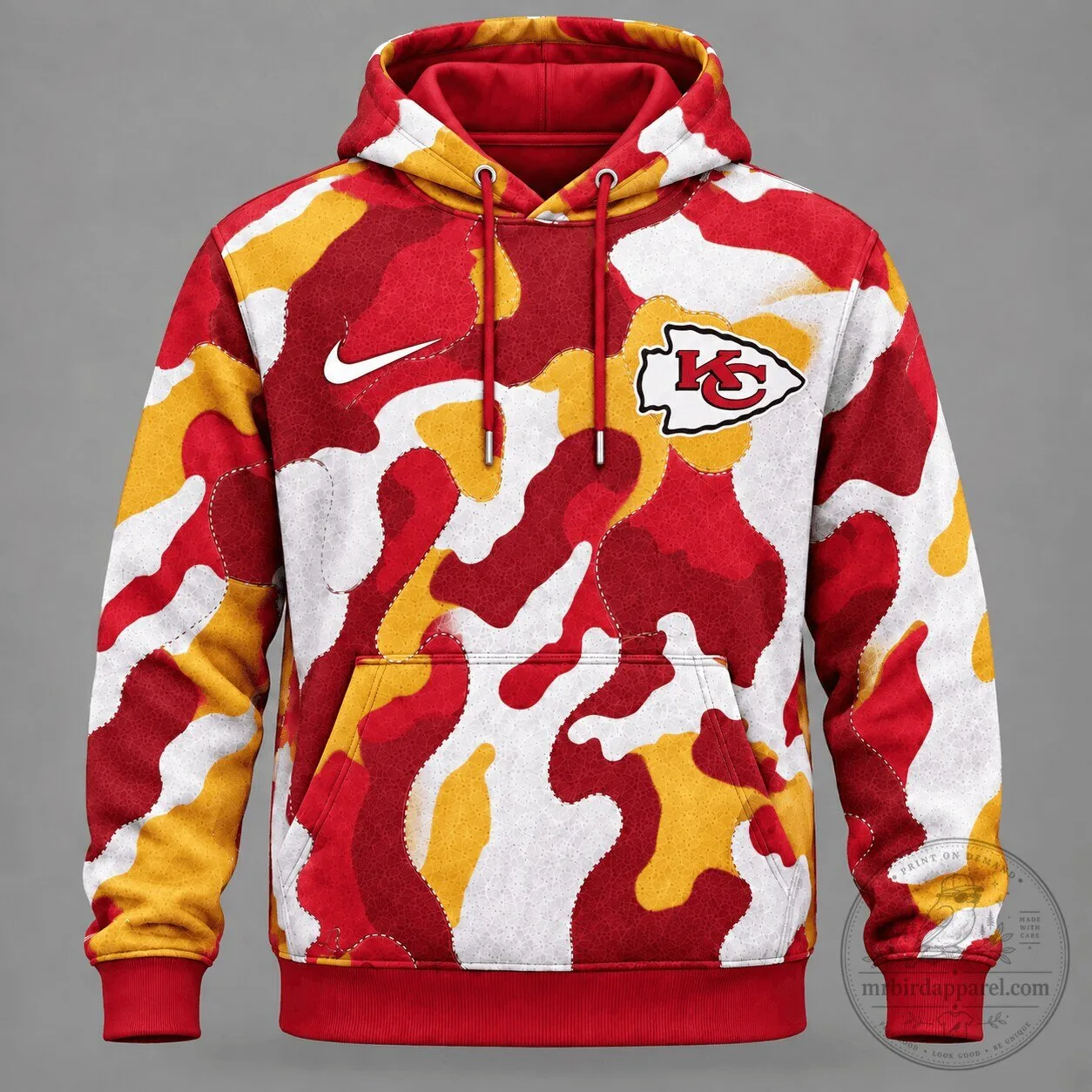 Kansas City Chiefs Red Yellow Camouflage Performance Hoodie for Men