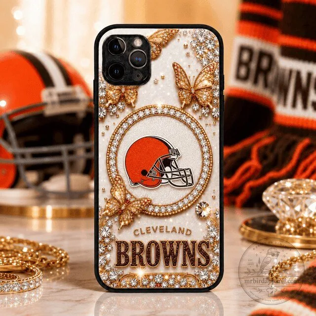 Cleveland Browns NFL Football Team Diamond Butterflies Phone Case