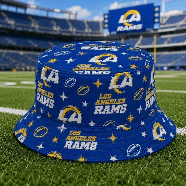 Los Angeles Rams NFL Football Team Blue Pattern Bucket Hat